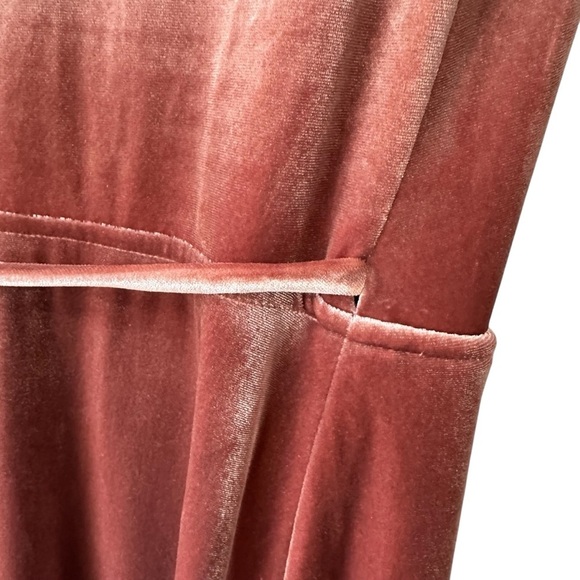 After Six Elegant Velvet Wrap Dress, Flutter Sleeve, Rose Pink, Regencycore, XS - Picture 9 of 13